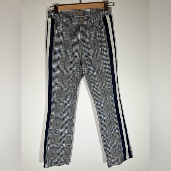 MOTHER Insider Ankle blue gray retro plaid pants side stripe sz 25 streetwear - Picture 1 of 9
